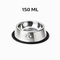 Kit 2 Comedouros Inox Antiderrapante 150ml para Cães e Gatos Bebedouro Pet