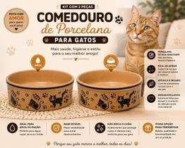 Kit 2 Comedouros Porcelana P/ Gatos
