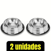 Kit 2 Comedouros Tigela De Ração E Água De Inox - 1400Ml - Napi