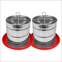 Kit 2 Comedouros Tubular 10kg p/ Frango Aves Galinha Faisão