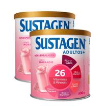 Kit 2 Complemento Alimentar Sustagen Adultos+ Sabor Morango Lata 400g