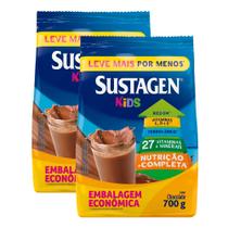 Kit 2 Complemento Alimentar Sustagen Kids Sabor Chocolate Sachê 700g