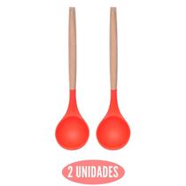 Kit 2 Concha Silicone Feijão Vermelho Resistente Cabo Bambu