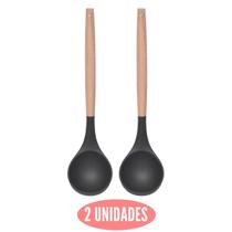 Kit 2 Conchas Silicone Feijão Preto Cabo Bambu Não Arranha