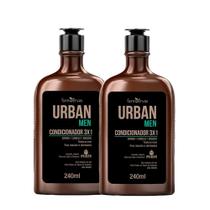 Kit 2 Condicionador 3 em 1 para Barba Cabelo e Bigode Masculino 240ml Urban Men Farmaervas
