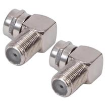Kit 2 conector coaxial tv f macho p/ f femea 90 graus