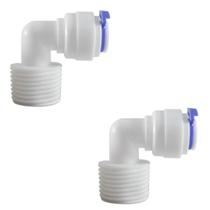Kit 2 Conector Cotovelo 90 Longo Engate Rápido 1/2" x 3/8" Alta Resistência