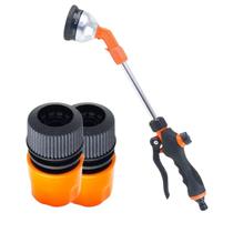 Kit 2 Conector de Mangueira 1/2pol + 2 Esguicho Alongado 9 Funções