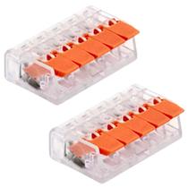 Kit 2 Conector Emenda Derivação Alavanca 5 Vias 4Mm 32A 250V