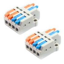 Kit 2 Conector Emenda Derivação Bifásico Alavanca 2X4 Vias