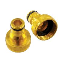 Kit 2 Conector Engate Rápido Alumínio Dourado 3/4" p/Mang. Kit 2 Conector Engate Rápido Alumínio Dourado 3/4" p/Mang.