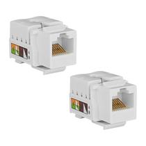 Kit 2 Conector Fêmea Rj45 CAT6 T568A/B Keystone Branco Etherlink