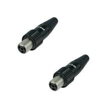 Kit 2 conector mini xlr femea rean by neutrik 4 pinos rt4fct