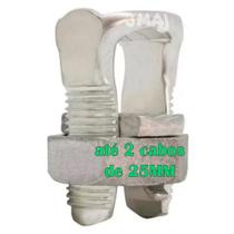 Kit 2 Conector Parafuso Fendido para Emenda de Cabos Fios Split Bolt de 25mm