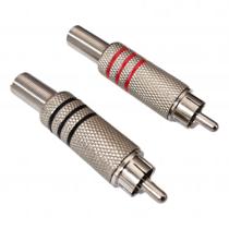 Kit 2 Conector Plug Macho RCA Metal c Mola ponta niquel