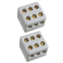 Kit 2 Conector Porcelana Para Fios Chuveiro 10mm De 3 Polos