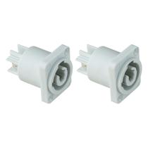 Kit 2 Conector Powercon Fêmea Painel Quadrado In 3 Vias Cinza SK-SP497 SKYPIX