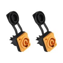 Kit 2 Conector Powercon Fêmea Painel Quadrado Out 3 Vias Á Prova D'água Laranja SK-SP491 SKYPIX