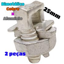 Kit 2 Conector Split Bolt Parafuso Fendido para Emenda Cabos 25mm Bimetálico Estanhado