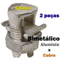 Kit 2 Conector Split Bolt Parafuso Fendido para Emenda Cabos 50mm Bimetálico Estanhado