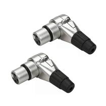 Kit 2 Conector Xlr Cannon Femea 90 Graus Mxt