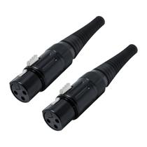 Kit 2 conectores XLR Fêmea 3 Pinos CSR Q-11 BK com corpo e trava Metálica Preto Profissional