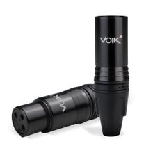 Kit 2 Conectores XLR Macho e Fêmea Premium PVK-PT Voik Metal e ABS Preto