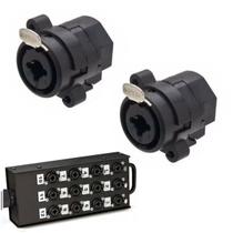 Kit 2 Conectores Xlr P10 Cannon Fêmea 7 Polos Para Caixa Som Painel Medusa