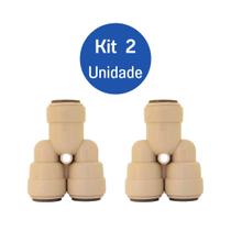 Kit 2 Conexão Engate Rápido Padrão Dmfit Y 2 Vias 3/8 X 3/8