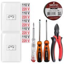 Kit 2 conjunto 1 tomada 2p t 20a sleek + kit instalaçâo