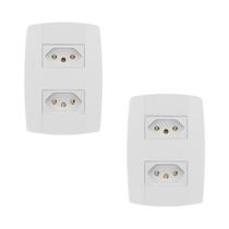 Kit 2 Conjunto 2 Tomadas Branca Monobloco 2P+T 20A 250V 4x2