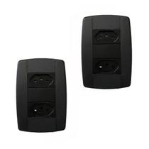Kit 2 Conjunto 2 Tomadas Preta Monobloco 2P+T 10A 250V 4X2 Kit 2 Conjunto 2 Tomadas Preta Monobloco 2P+T 10A 250V 4X2