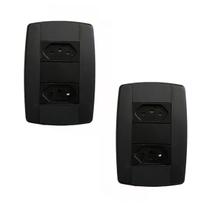 Kit 2 Conjunto 2 Tomadas Preta Monobloco 2P+T 20A 250V 4X2 Kit 2 Conjunto 2 Tomadas Preta Monobloco 2P+T 20A 250V 4X2