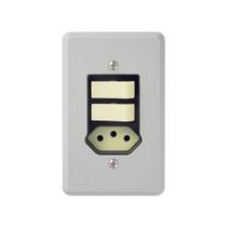 Kit 2 Conjunto 4x2 Interruptor 2 Teclas Simples + Tomada 10A Cinza - Lorenzetti