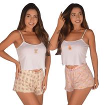 Kit 2 Conjunto Baby Doll Bordado Estampado Sortido Atacado Kit 2 Conjunto Baby Doll Bordado Estampado Sortido Atacado