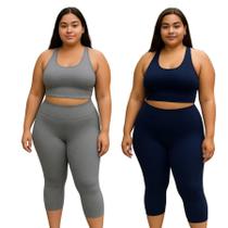 Kit 2 Conjunto Calça Capri Top Plus Size Suplex GG Ao G5