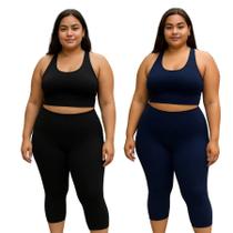 Kit 2 Conjunto Calça Capri Top Plus Size Suplex GG Ao G5