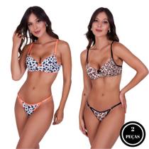 Kit 2 Conjunto de Lingerie com Bojo Onça e Vaquinha- c4 KIT 2 CONJUNTO RAISSA VAQUINHA ONÇA Kit 2 Conjunto de Lingerie com Bojo Onça e Vaquinha- c4 KIT 2 CONJUNTO RAISSA VAQUINHA ONÇA