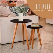 KIT 2 Conjunto de Mesas Canto E Apoio MDF