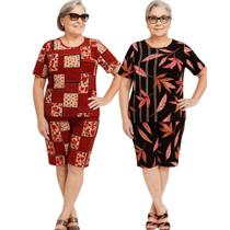Kit 2 Conjunto Feminino Senhoras Plus Estampados Sortidos