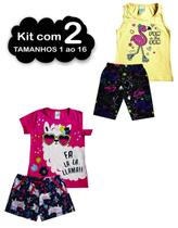 Kit 2 Conjunto Infantil Juvenil Menina em cotom 1 ao 16 roupa menina de calor