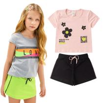 Kit 2 Conjunto Infanto Juvenil Feminino Roupa Verão Criança