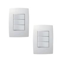 Kit 2 Conjunto Interruptor 3 Teclas Simples Pial Plus