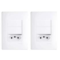 Kit 2 Conjunto Interruptor Duplo + Tomada 10a Habitat 2313