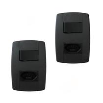 Kit 2 Conjunto Interruptor Simples + Tomada 10A 250V Preta Kit 2 Conjunto Interruptor Simples + Tomada 10A 250V Preta