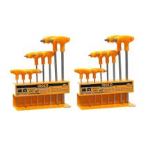 Kit 2 Conjunto Jogo de Chaves Tipo T Torx 8 Peças Ingco Kit 2 Conjunto Jogo de Chaves Tipo T Torx 8 Peças Ingco