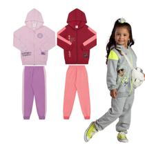 Kit 2 Conjunto Moletom Infantil Zíper Flanelado Inverno Top