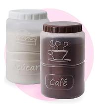 Kit 2 Conjunto Pote Mantimento Café Açúcar Organização Resistente