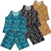 Kit 2 Conjunto Senhoras Malha Fria Estampados Bermuda Com Bolso Kit 2 Conjunto Senhoras Malha Fria Estampados Bermuda Com Bolso