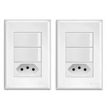 Kit 2 Conjunto Tomada 10a + 2 Interruptor Simples Fame 2921